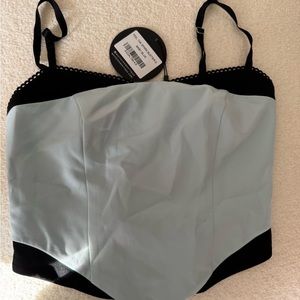 White Fox Boutique Black and Light Blue Top